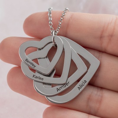 Personalized 1-6 Name Heart Necklace Family Christmas Gift