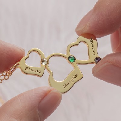 Personalized Family Name Heart Necklace Christmas Gift