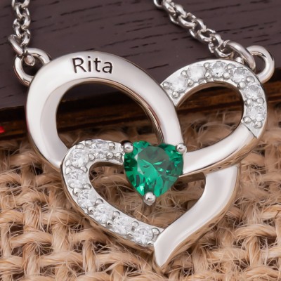 Personalised Heart Birthstone Necklace For Her and Mum