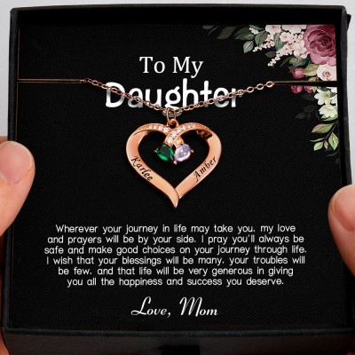To My Daughter Necklace From Mom Personalized Heart Gift For Girl