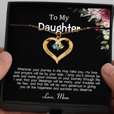 To My Daughter Gift Ideas From Mom Personalized Heart Necklace For Girl