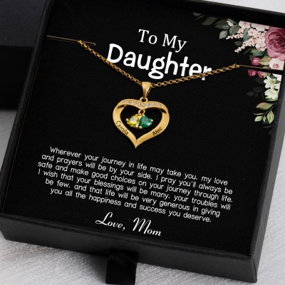 To My Daughter Gift Ideas From Mom Personalized Heart Necklace For Girl