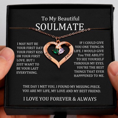 To My Soulmate Necklace Personalized Heart Gift Ideas With Names For Valentine's Day
