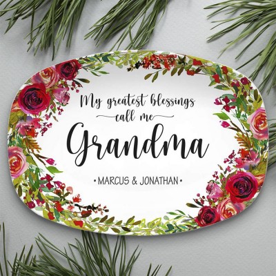 My Greatest Blessings Personalized Platter for Grandma With Grandchildren's Name