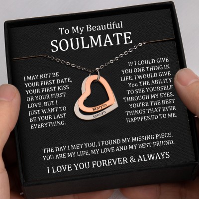 To My Soulmate Personalized Heart Necklaces With Name For Valentine's Day