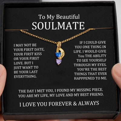 To My Soulmate Birthstone Necklace With Personalized Name For Valentine's Day