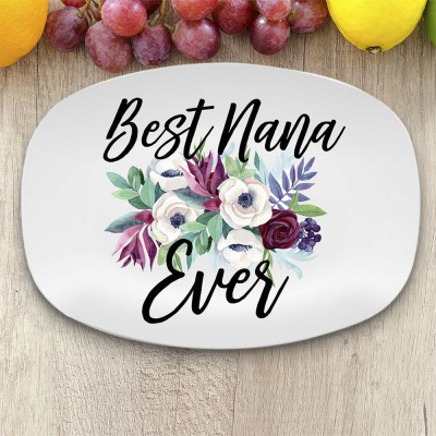 Best Nana Ever Floral Personalized Platter