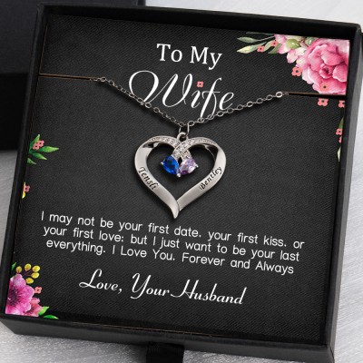 To My Wife Gift Ideas From Husband Personalized Heart Necklace With Her and Him Name For Valentine's Day