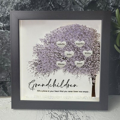 Personalized Family Tree Grandchildren Name Red Oak Frame Home Decor For Grandma