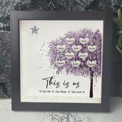 This is Our Life Personalized Family Tree Name Red Oak Frame Home Decor For Mother's Day Christmas