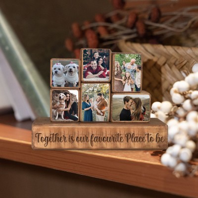 Custom Family Wood Stacking Photo Blocks Set For Christmas Day Gift Ideas