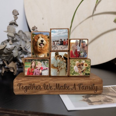 Custom Family Wood Stacking Photo Blocks Set For Christmas Day Gift Ideas