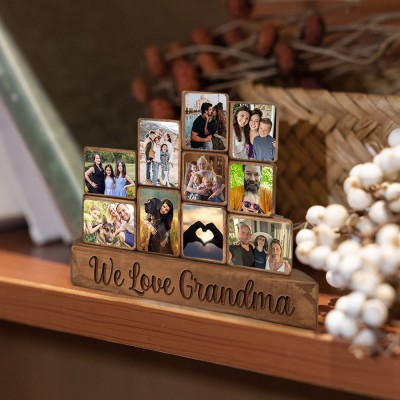 Custom Family Wood Stacking Photo Blocks Set For Mom Grandma Christmas Day Gift Ideas