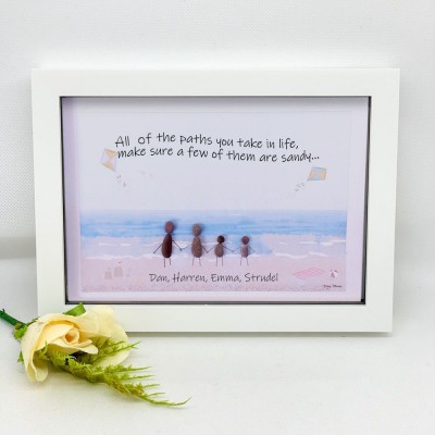 Personalized Pebble Art Picture Frame For Family Christmas's Day