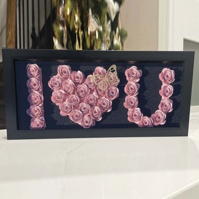 Personalized Flower Shadow Box For Wedding Anniversary Valentine's Day