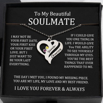 To My Soulmate Heart Necklace With Personalized Name For Valentine's Day