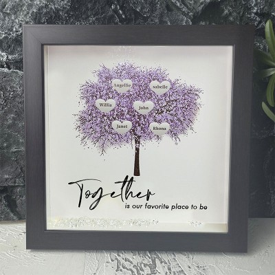 Together is Our Favorite Place to be Personalized Family Tree Name Red Oak Frame Home Decor