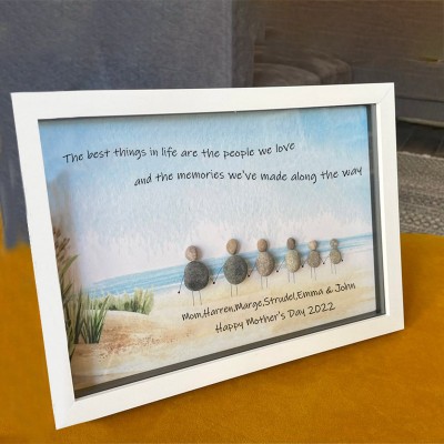 Personalized Pebble Art Picture Frame For Family Christmas's Day