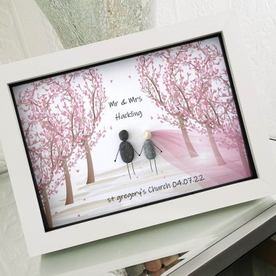 Personalized Pebble Art Picture Frame For Couple Wedding Anniversary Valentine's Day