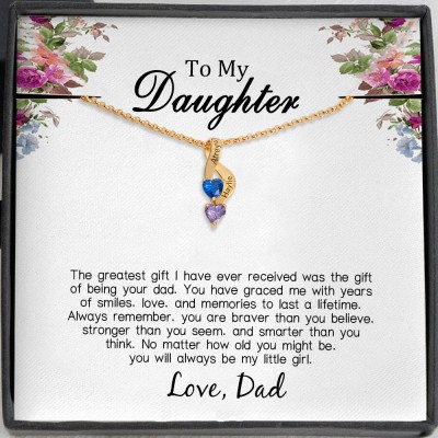 Personalized To My Daughter Birthstone Necklace From Dad For Little Girl