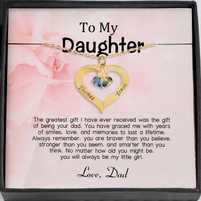 Personalized To My Daughter Heart Necklace From Dad For Little Girl