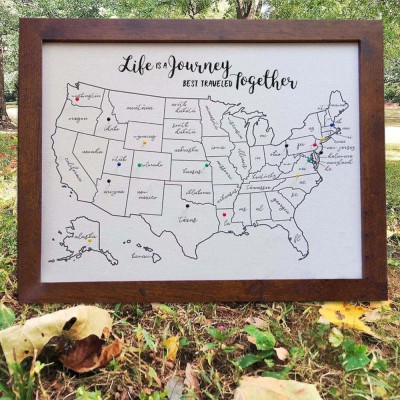 Push Pin USA Travel Map For Couples Custom Anniversary Gifts Home Wall Decor