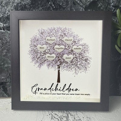Personalized Family Tree Grandchildren Name Red Oak Frame Home Decor For Grandma
