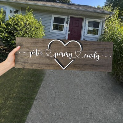 Personalized Name Wood Sign Plaque For Couple Family Mother's Day Christmas
