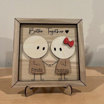 Custom Couple Wood Sign Valentine's Day Anniversary Gift