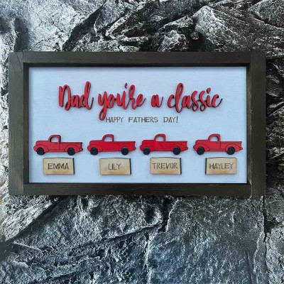 Personalized Trucks Sign With Kids Name For Father's Day