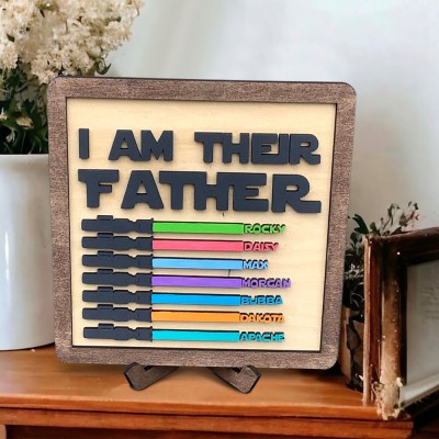 I Am Their Father Sign Personalized Kids Name Frame For Dad Father's Day