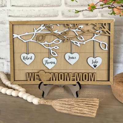 Custom Family Tree Sign With Kids Name Engraved Wall Art Gift Ideas For Grandma Mother's Day