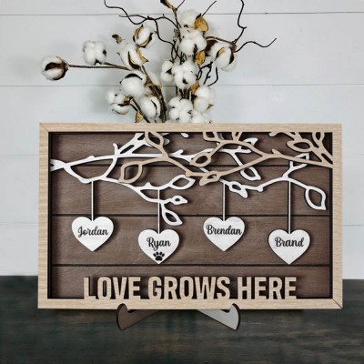 Custom Family Tree Sign With Name Engraved Home Decor Anniversary Christmas Day Gift Ideas