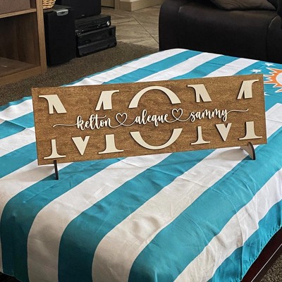 Custom Mom Wood Sign With Name Engraving For Mother's Day Birthday