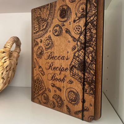 Personalised Family Wooden Recipe Book For Mom Grandma Christmas Day Gift Ideas