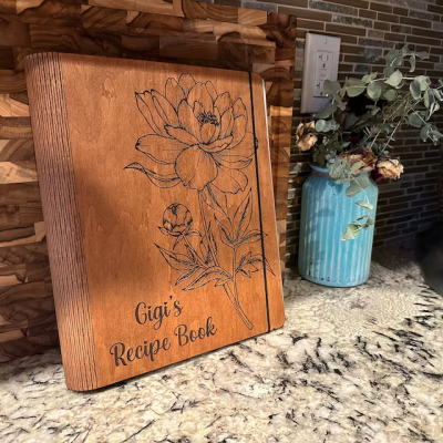 Personalised Family Wooden Gigi's Recipe Book For Mom Grandma Christmas Day Gift Ideas