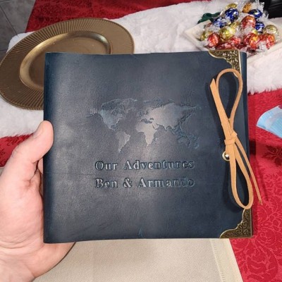 Our Adventure Book Personalized Leather Travel Photo Album For Valentine's Day Anniversary Gift Ideas