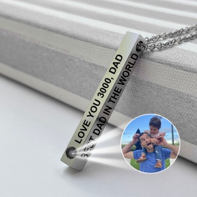 Personalised Photo Projection Necklace For Him Dad