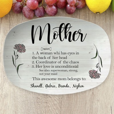 Personalized Mom Platter With Kids Name For Mother's Day