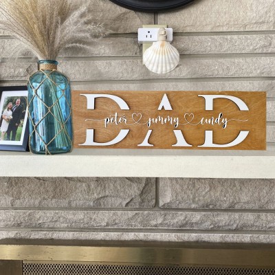 Personalized Dad Wood Sign Plaque With Name Engraving For Birthday Father's Day Christmas