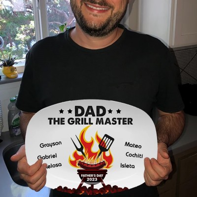 Personalized Barbecue Platter With Names For Father's Day Dad The Grill Master