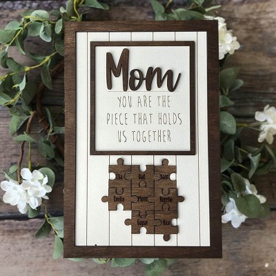 Personalized Mom Puzzle Name Sign Gift From Kids You Are The Piece That Holds Us Together Home Wall Decor For Mother's Day