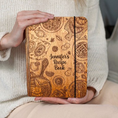Custom Family Wood Recipe Book For Christmas Day Gift Ideas