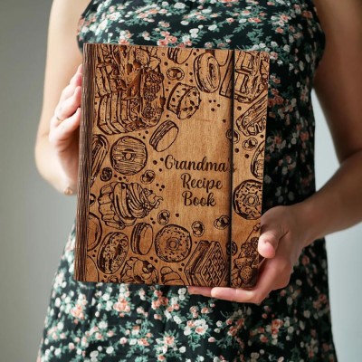 Custom Family Wood Recipe Book For Mom Grandma Christmas Day Gift Ideas
