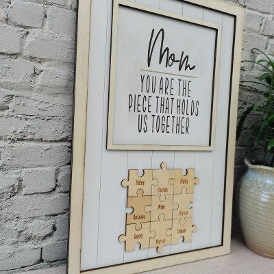 Personalised Mothers Day Gift Mom You Are The Piece That Holds Us Together Puzzles Pieces Name Sign Home Decor