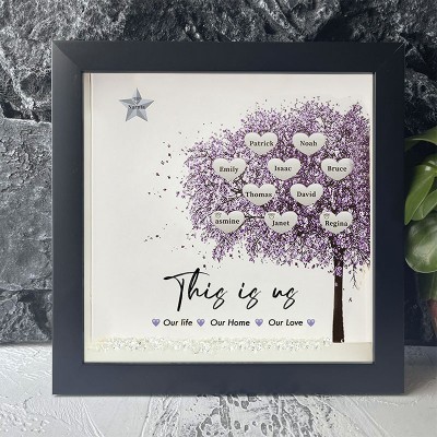 This is Our Life Personalized Family Tree Name Black Frame Home Decor For Mother's Day Christmas