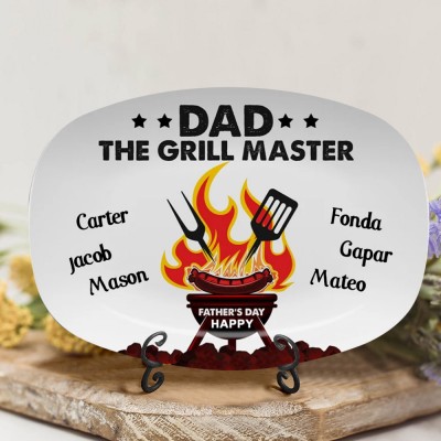 Personalized Dad The Grill Master Plate With Kids Names For Father's Day