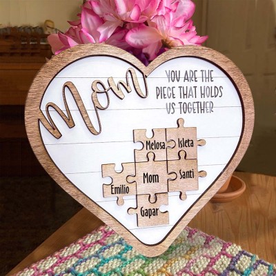 Personalized Mom Puzzles Name Sign From Kids Gift You Are The Piece That Holds Us Together Home Wall Decor For Mother's Day