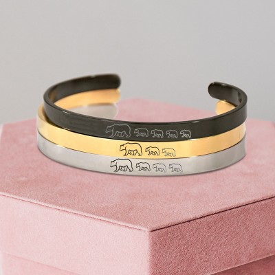 Personalized Mama Bear Bracelet Cuff For Mom Grandma