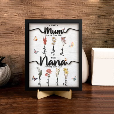 Custom Birth Flower Wood Sign With Name For Mom Grandma Mother's Day Gift